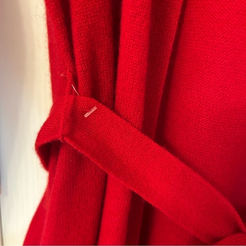 Charter Club Tie-Waist Longline 100% Cashmere Cardigan in Red Polish Size S - Picture 8 of 10